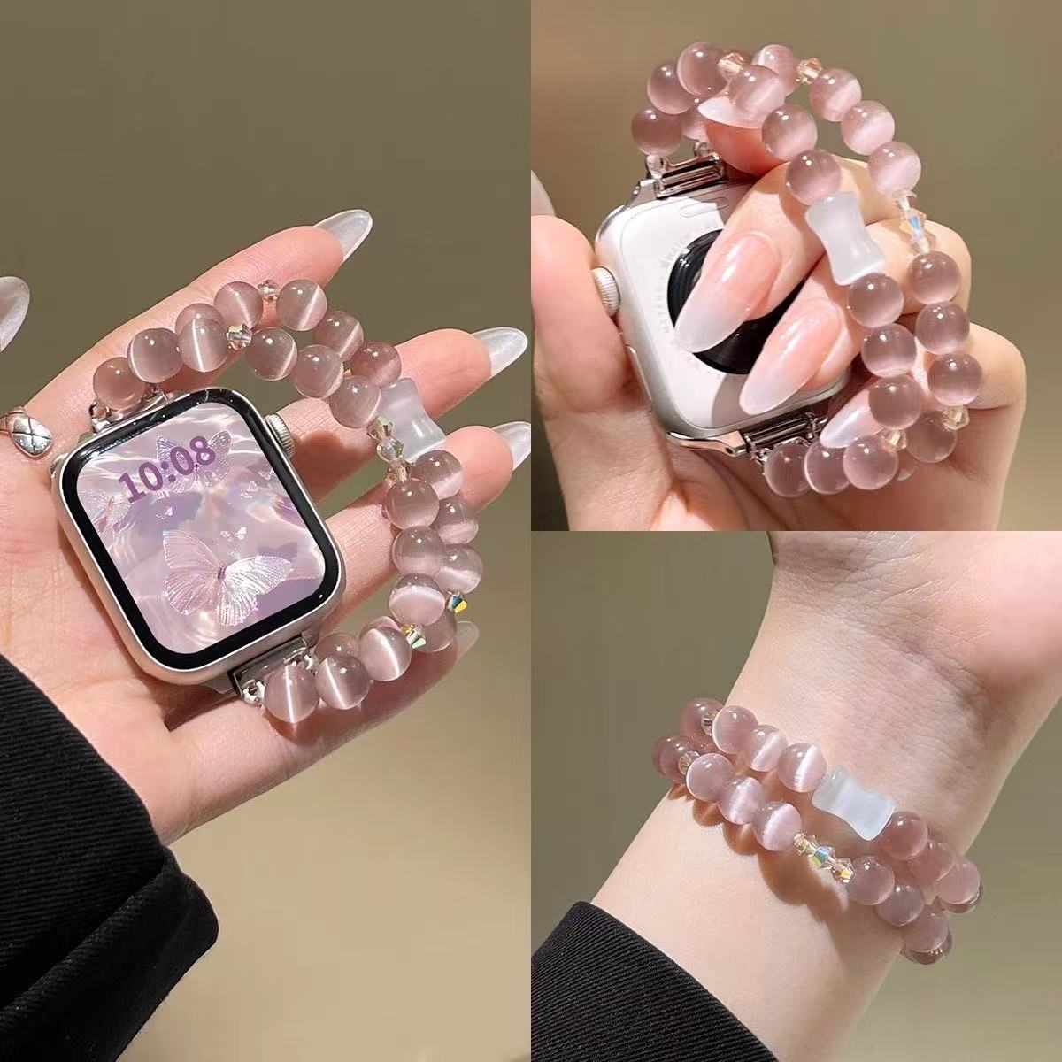Cat's Eye Succulent Amethyst Strap Ding Fragrance Breath Fashion Dress up Suitable for Apple S10 Xiaomi 10 Bracelet
