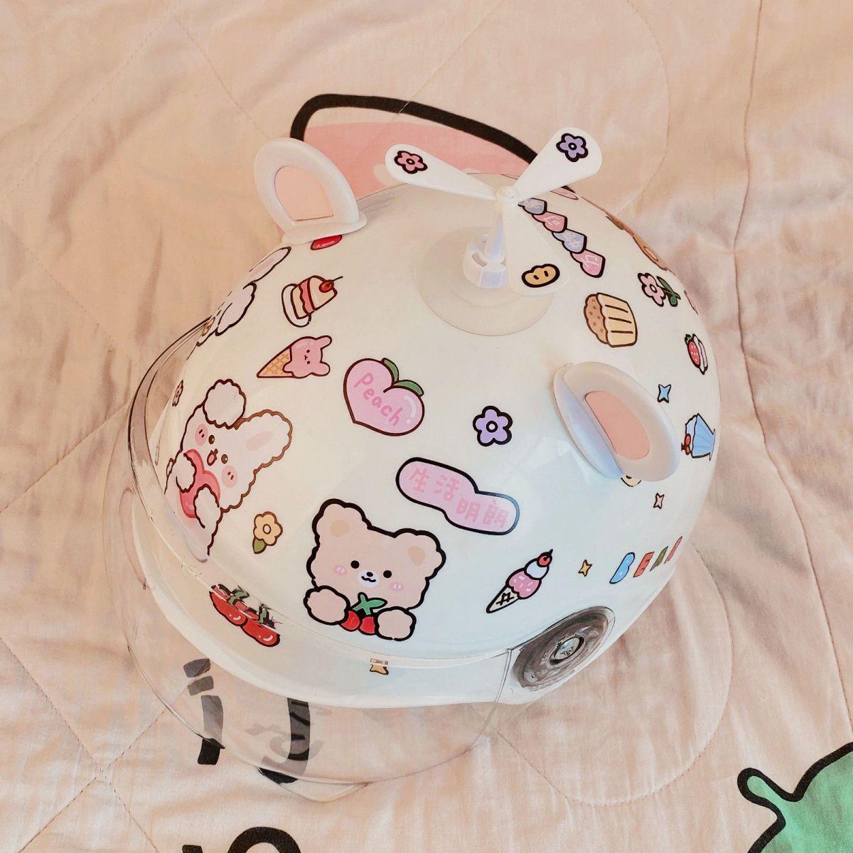 Newly certified helmet for electric scooters, safety helmet for women, suitable for all seasons, summer motorcycle helmet for students, cute bear ear half helmet