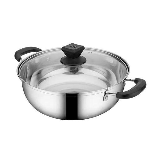 Stainless steel hot pot with lid, thickened soup pot, thickened double-sided clear broth pot, flat-bottomed soup pot, commercial electric stove wholesale