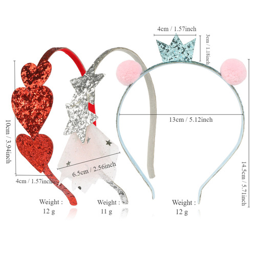 Valentine's Day children's headband bright red glitter pink love ball crown headband sweet girl headband hair accessories