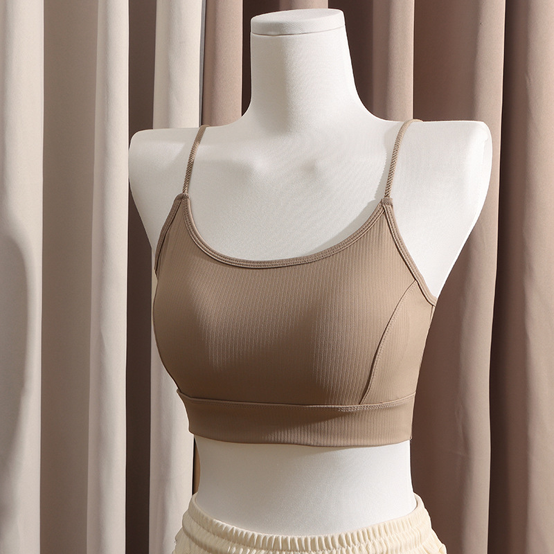 Ropa interior sin costuras con tirantes en la espalda para mujer con una copa fija en el interior, sujetador estilo chaleco, reunido en el exterior, con una parte superior de tubo inferior, envuelto en el pecho, verano