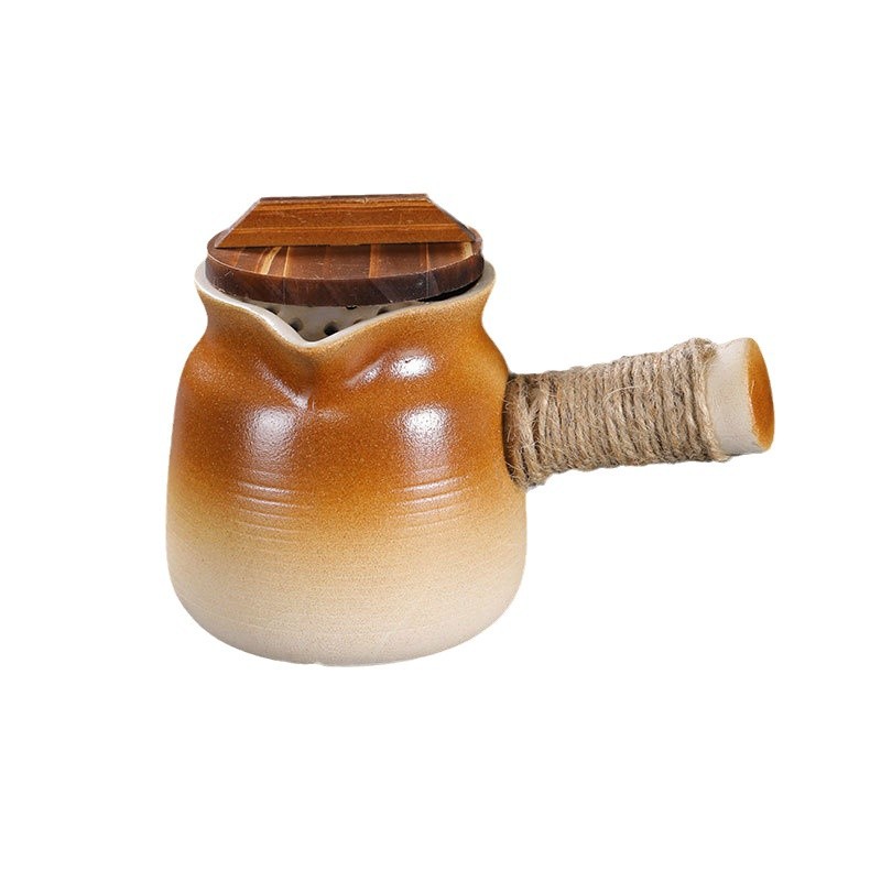 [con cubierta] horno de té de leche de horno de cocción de té de horno de cerámica gruesa de fuego abierto mango lateral del conjunto de tazas de té al por mayor