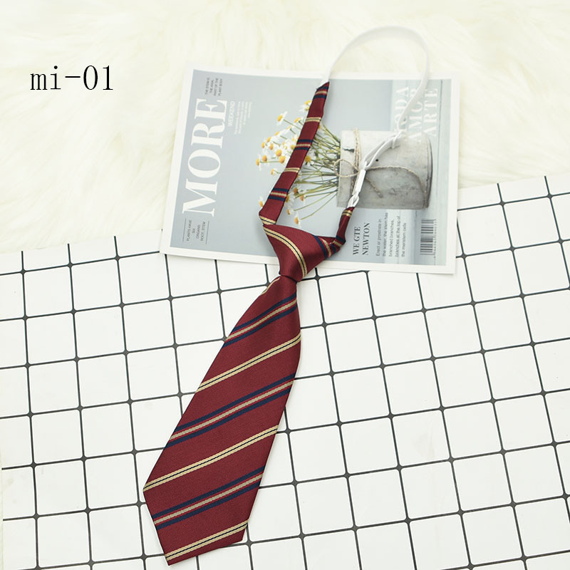 Small tie ultra-short homemade striped women's lazy cute college style Japanese style retro tie