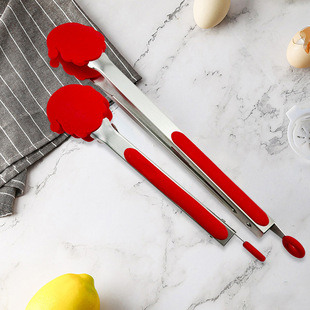 Food clip creative 9 inch 12 inch silicone food clip bread clip kitchen barbecue clip stainless steel BBQ barbecue clip