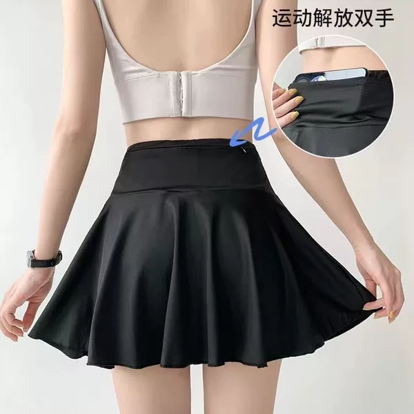 Sports Skirt Fake Two-piece Anti-light Loose Badminton Tennis Skirt Running Yoga Fitness Skirt
