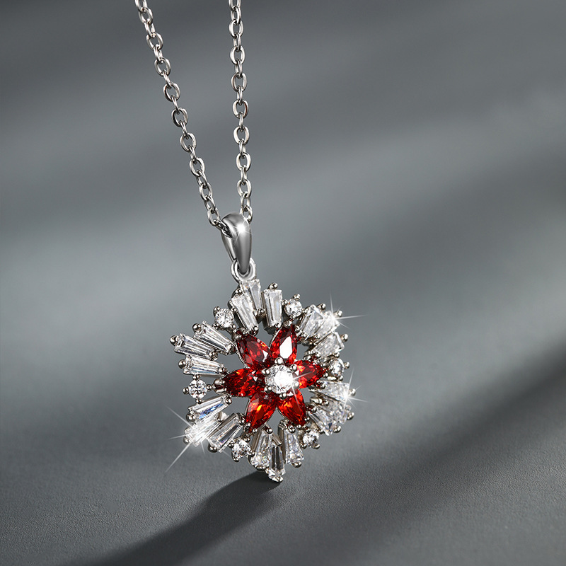 Xubing joyería micro-con incrustaciones de circonio superflashes de color de la flor colgante hembra Luz de lujo nicho retro alto sentido collar COLLAR COLGANTE