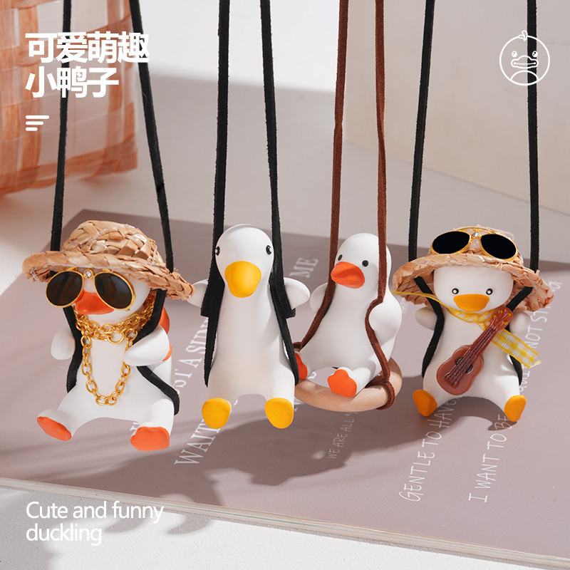 Cross-Border Swing Duck Internet Celebrity Duck Car Interior Rearview Mirror Hanging Ornament Car Decoration Automotive Supplies Crafts