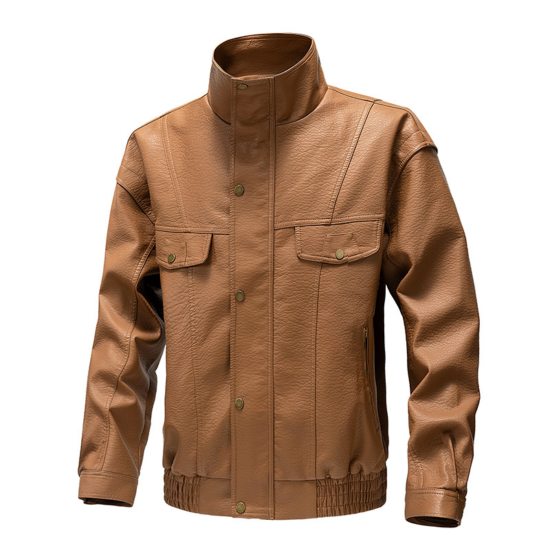 Transfronterizo americano vintage chaqueta de cuero hombre primavera y otoño nueva chaqueta de cuero cuello de pie casual abrigo de hombre ropa de hombre