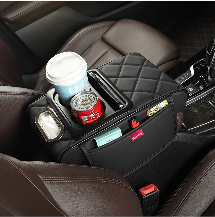 Customized Car Armrest Storage Box Pad, Universal Cup Holder Storage Box, Multifunctional 4-in-1 Armrest Heightening Pad