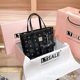 Mc White Dm Style Leather Bag 2025 Summer Women's Satchel Tote Bag Vegetable Basket Bucket Bag Single Shoulder Crossbody Backpack