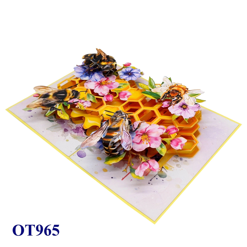 3D estereoscópico abeja panal tarjeta de felicitación de cumpleaños creativa con sobre regalo transfronterizo de alta calidad Navidad