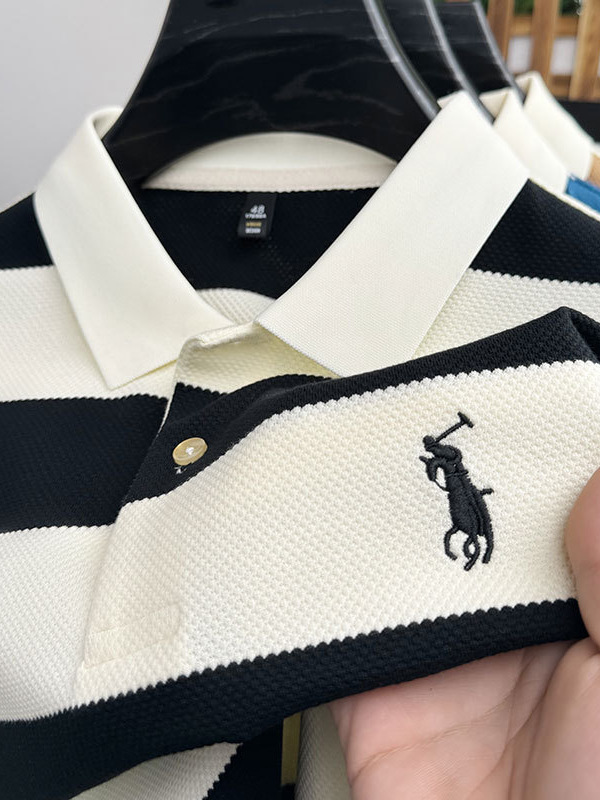 POLO Shirt Men's Summer New Short-sleeved T-shirt Striped Casual All-match Top for Young and Middle-aged Fashion Short T Men