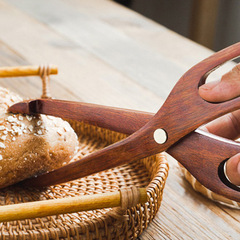 木質食品夾特色烘焙麵包沙拉水果夾廚房蛋糕點心夾子實木牛排夾
