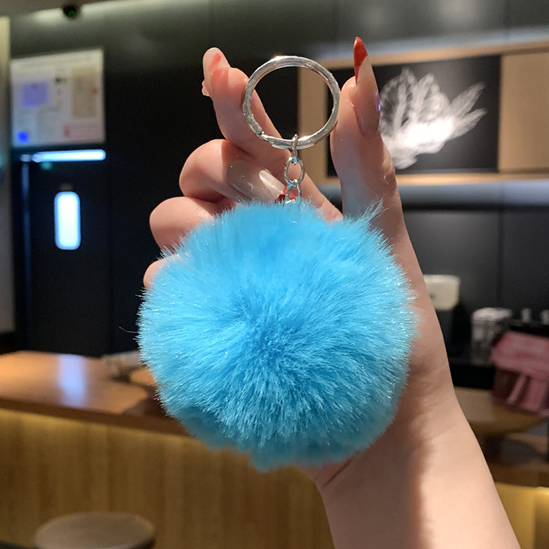 Gran bola de peludo llavero auténtico lindo peludo colgante llave de coche estudiantes pareja regalos colgante al por mayor
