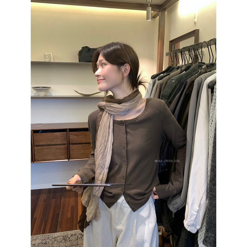 【Misijia】Cool and Artistic Feel~Simple and Versatile Soft Cardigan (with silk scarf) 51107 【Misijia】Cool and Artistic Feel~Simple and Versatile Soft Cardigan (with silk scarf) 51107