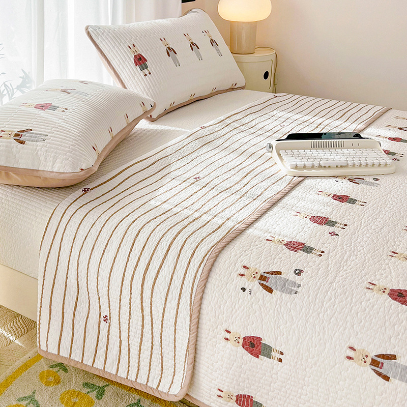 四季通用両面純綿ベッドカバー単品綿キルティング綿畳シーツ三点セット滑り止めパッドシングル