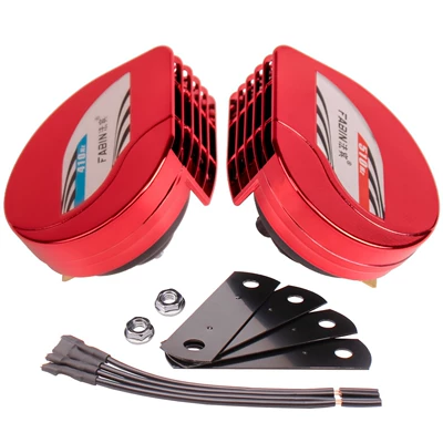 Horn Two-Tone Whistle Horn — Car horn/tweeter - red-ultra-thin-snail-speaker-pair-dual-speakers-universal