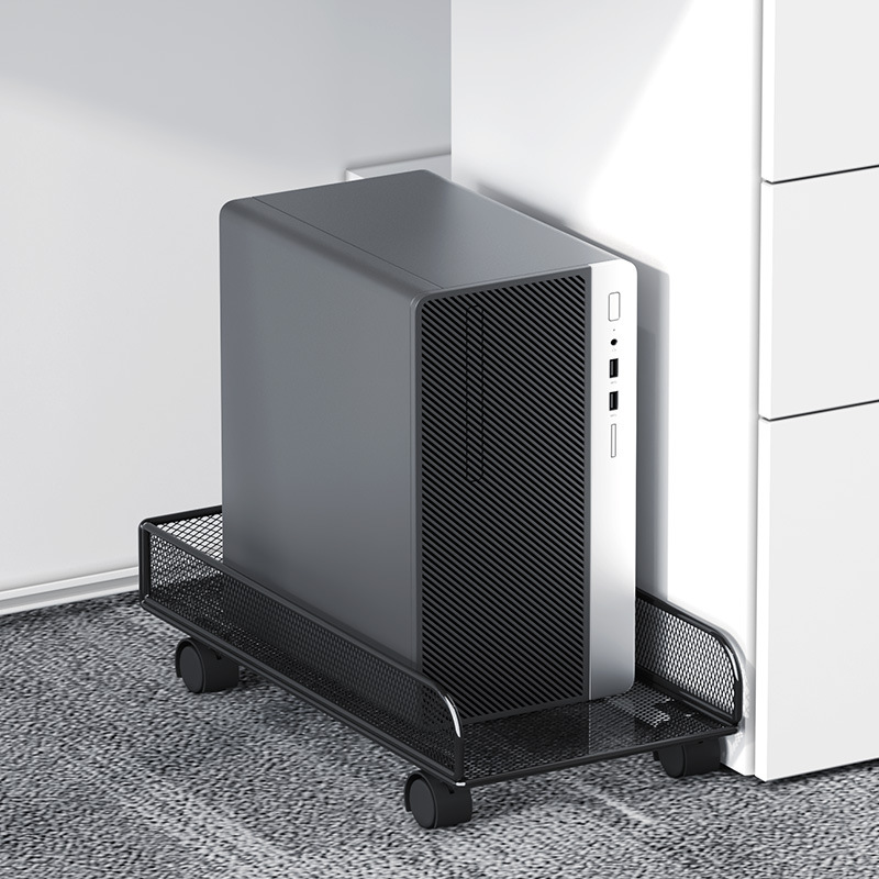 사무실 책상용 컴퓨터 본체 거치대, 방열 기능이 있는 이동식 바퀴 달린 베이스, 이중 레이어 수납 선반 H*j