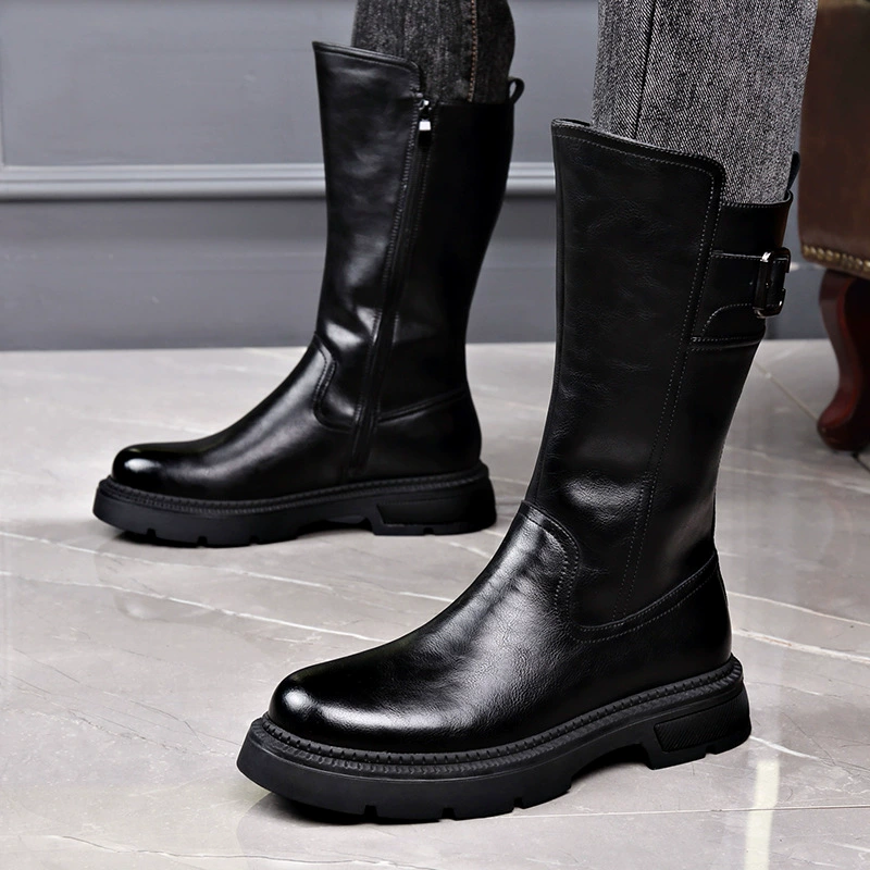 Зимние теплые длинные сапоги Martin повседневные дикие боковые сапоги на молнии рыцарь легкие сапоги с толстой подошвкой модные мужские сапоги
