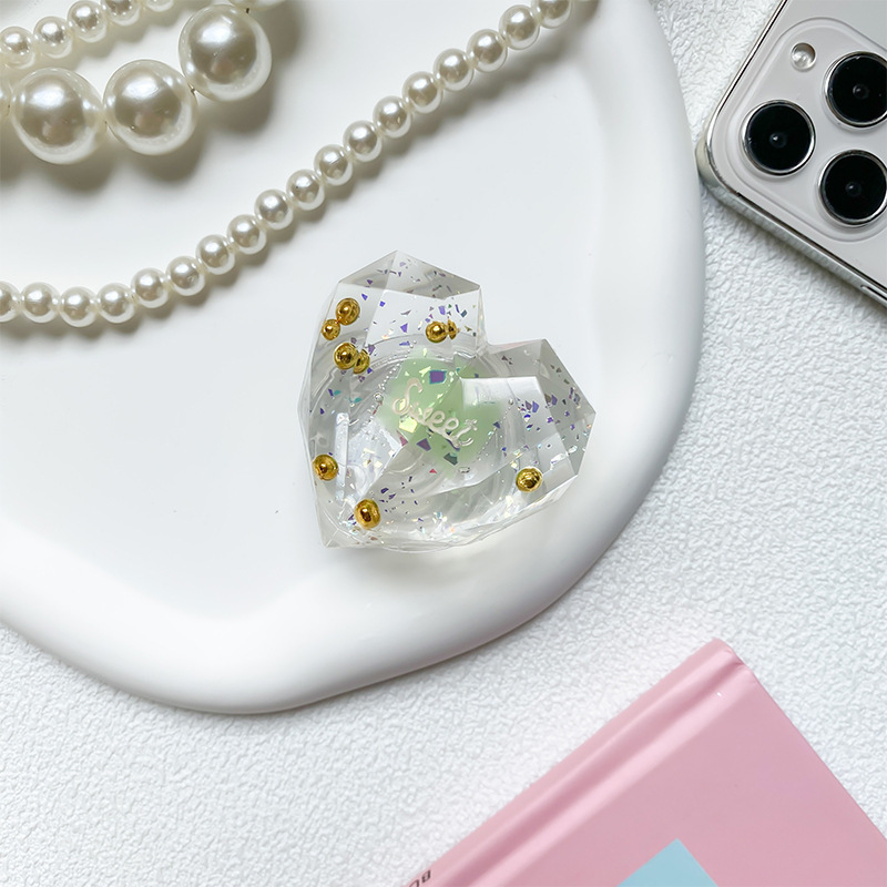 Vereenvoudigde telefoonairbaghouder met pailletten en Japans-Koreaanse zelfklevende achterkant, rekbaar bureaublad, stabiele ondersteuning,_voghion.com