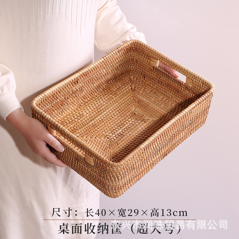 Cesta de almacenamiento de caña pan pan al vapor cesta de frutas caseras cestas de almacenamiento de verduras cestas de bambú cestas de picnic snack