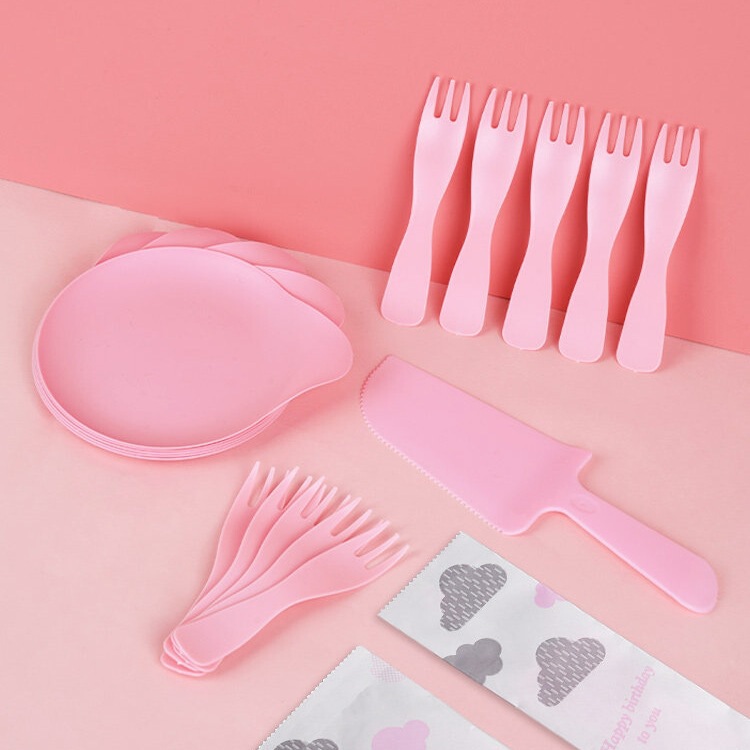 Cake Knife and Fork Set, Cake Plate, Dinner Plate, Birthday Tableware, Dish, Food-Grade Plastic, Hard Disposable Utensils Cake Knife and Fork Set, Cake Plate, Dinner Plate, Birthday Tableware, Dish, Food-Grade Plastic, Hard Disposable Utensils