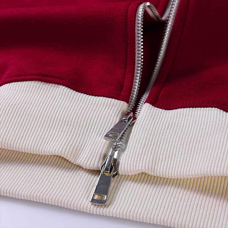 Cardigan de doble cremallera camiseta cultural de otoño y invierno camiseta publicitaria ropa de clase ropa de trabajo de grupo camiseta de cuello vertical logotipo impreso personalizado