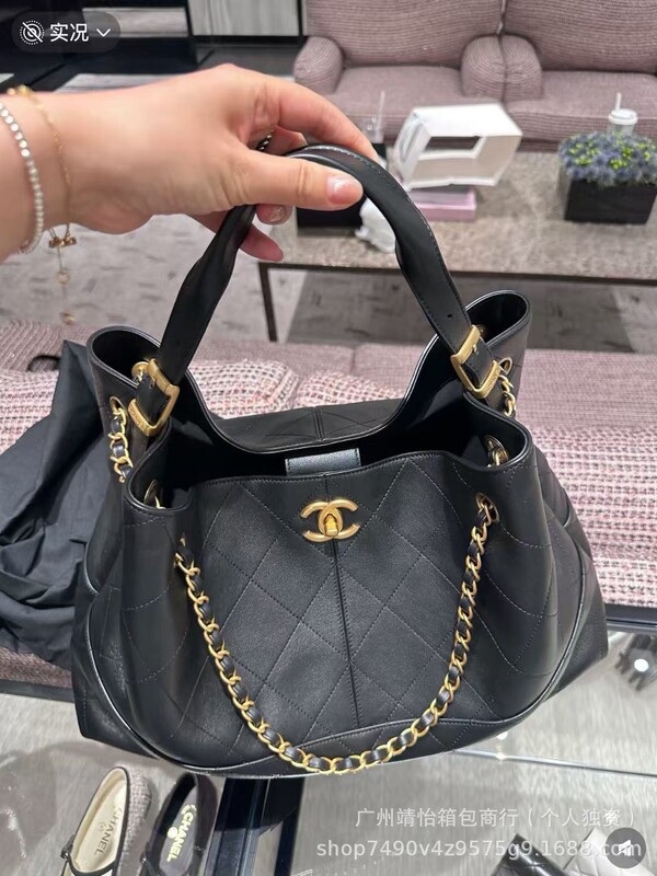 跨境批发高品质25a麂皮hobo小香百搭链条单肩手提包大容量托特包|undefined