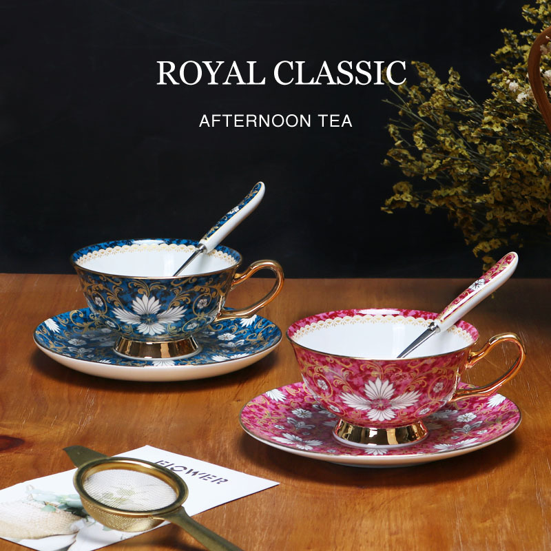 Taza de café de porcelana china Taza de estilo europeo exquisita de alta gama Juego de té de la tarde británico de alta gama Caja de regalo