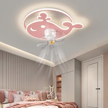 兒童房卧室led風扇吸頂燈北歐創意現代簡約公主房靜音一體主卧燈