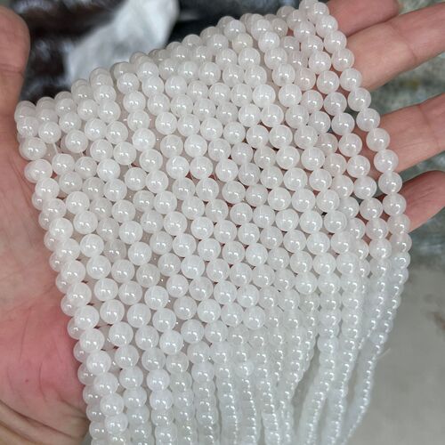 Natural Xinjiang white jade round beads semi-finished loose beads manufacturers wholesale jade beads DIY jewelry accessories