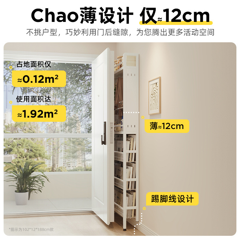 El estante del tablero del agujero detrás de la puerta, la habitación del piso al techo, la pared estrecha, el hogar, el espacio, el artefacto de almacenamiento del dormitorio, la estantería ultrafina