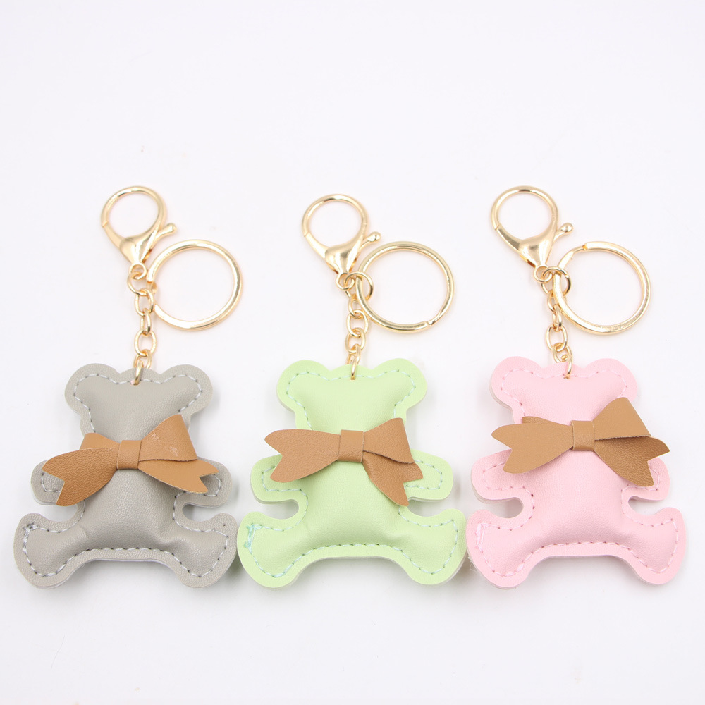 1 Piece Cartoon Style Bear Bow Knot Pu Leather Bag Pendant Keychain display picture 1