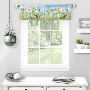 1PC Multicolor Flower Short Curtain Kitchen Curtain Half Curtain Cross-border Christmas Small Window Decoration Polyester Cotton