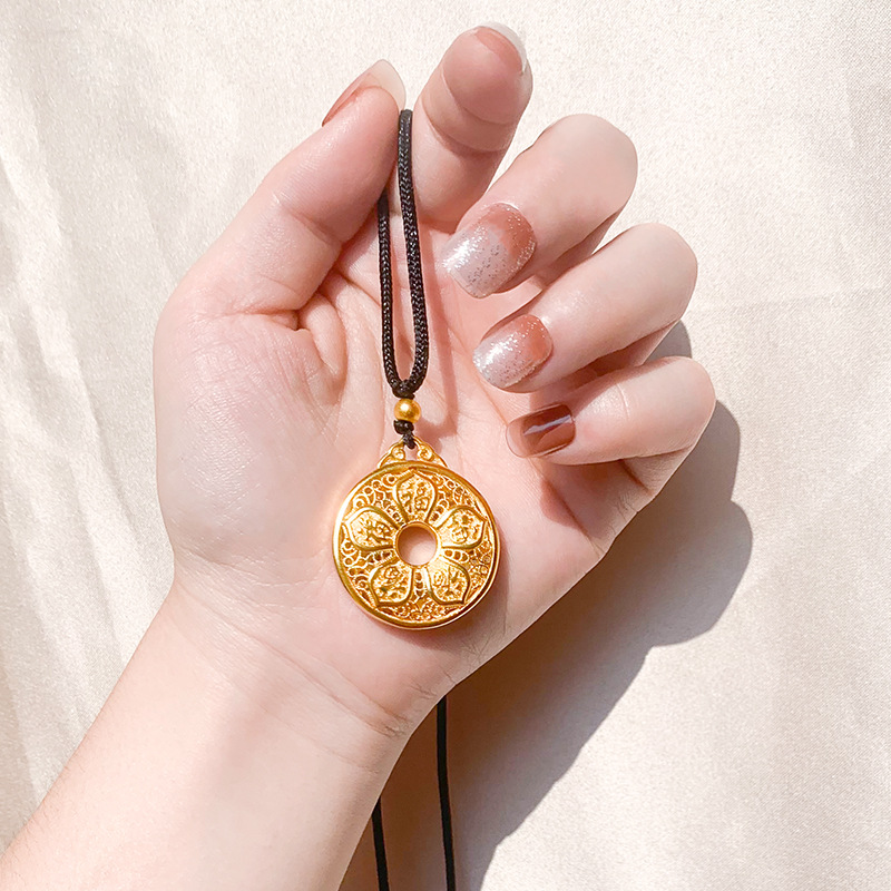 Vietnam arena oro cinco Fu hueco anillo collar de nudo ajustable estilo chino retro aleación Yiwu suministro al por mayor