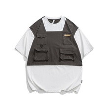 衣道古着2025夏季新款潮牌创意感机能多口袋高街时尚宽松男士短袖