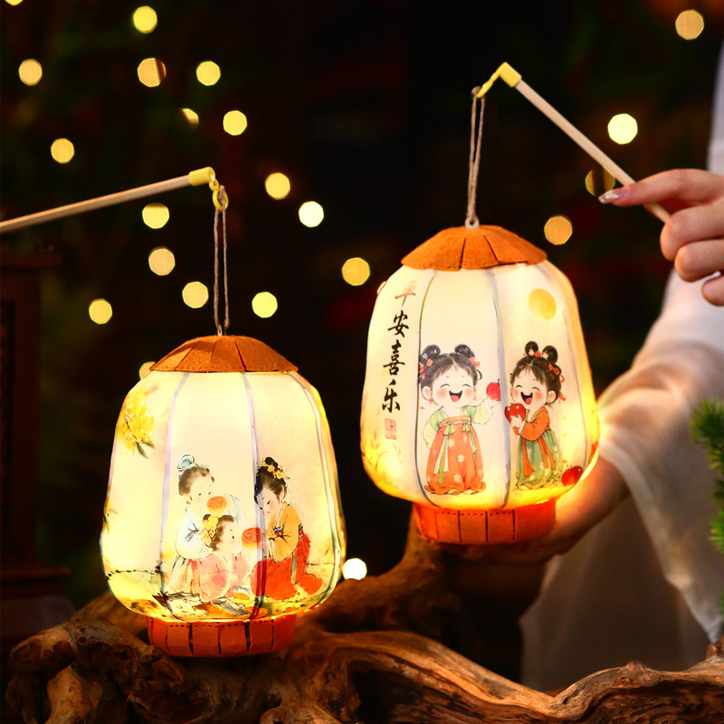 中秋节灯笼古风发光手提宫灯 2025年新款儿童手工diy材料花灯摆摊|undefined
