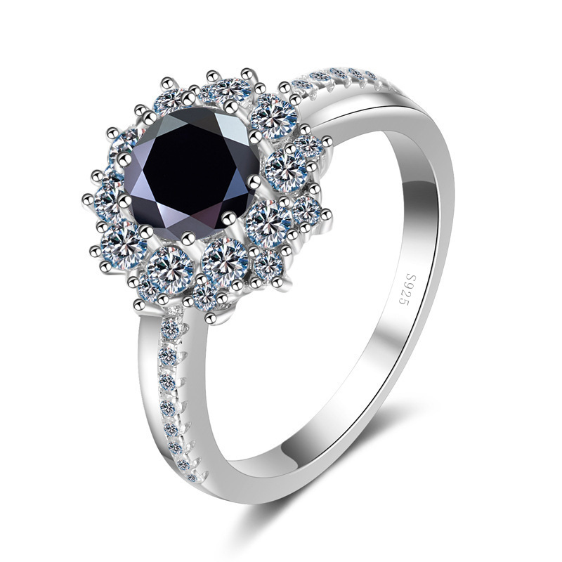 Transfronterizo para 2022 nuevo anillo de plata esterlina s925 de 1 quilate para mujeres, anillo de piedra de moissanita, ventas calientes