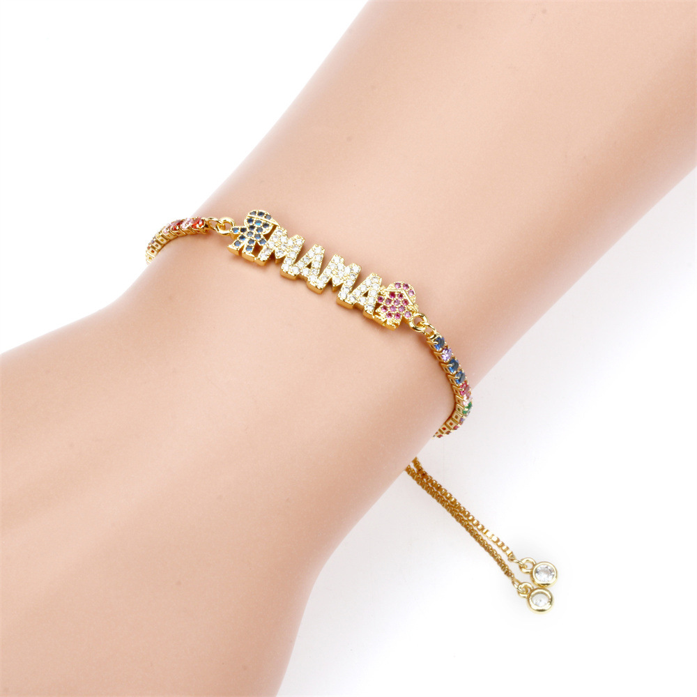 New Fashion Diamond Stacked Copper Gold-plated Bead Bracelet Mother's Day Gift display picture 4