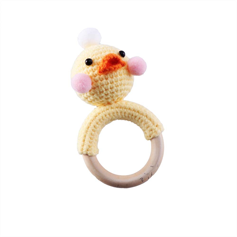 Baby Knitted Rattle Bell Wooden Ring Sounding Rattle Toy Rattle Toy Baby Soothing Doll Hand Crocheted Weaving display picture 12