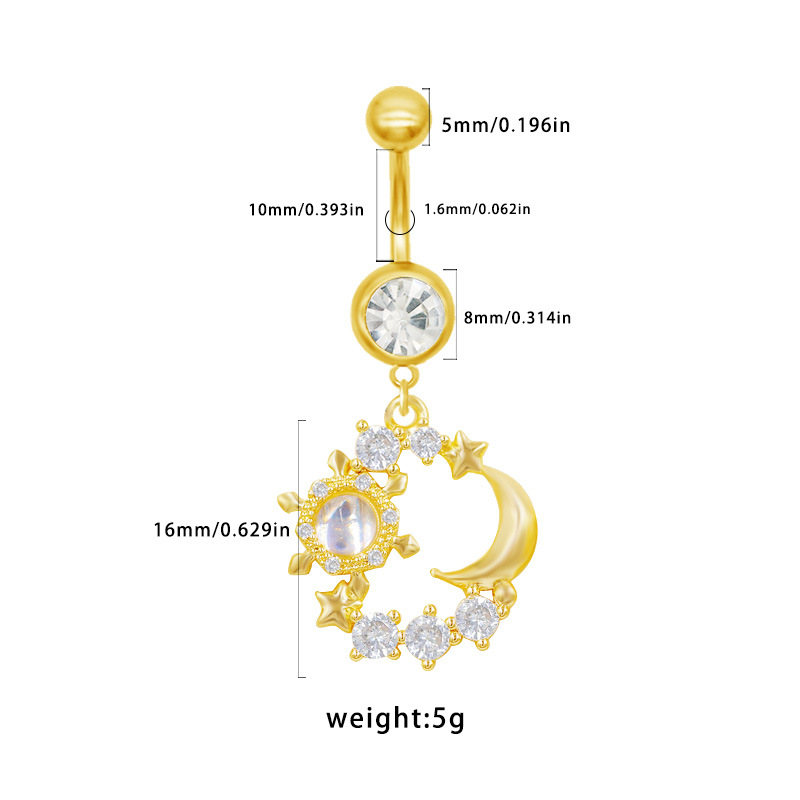 Piercing nombril tournesol méduse avec zircon bijoux mode_voghion.com