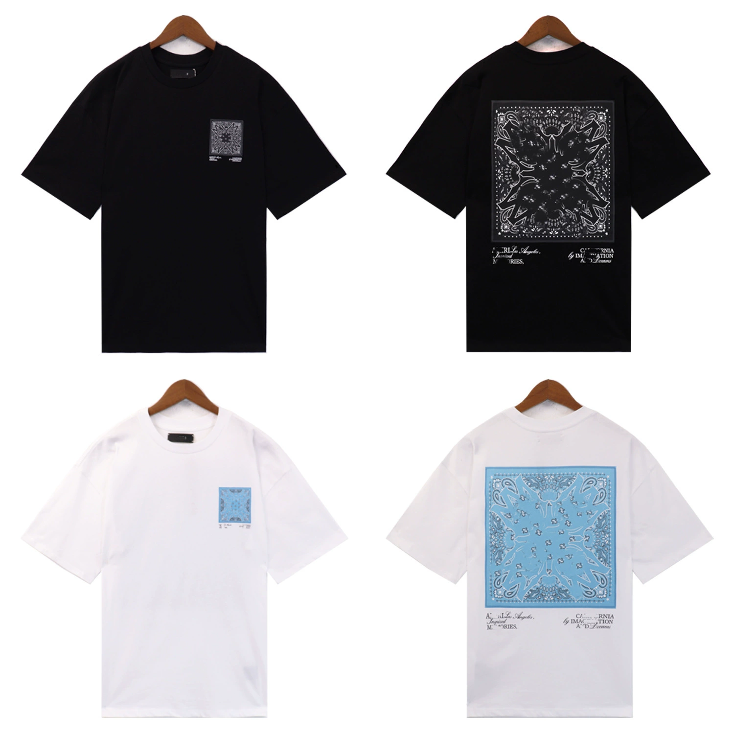 Европейская и американская модная футболка AMIRI буквы ретро с принтом с принтом летом новый мужской круглый воротник свободные повседневные короткие рукава