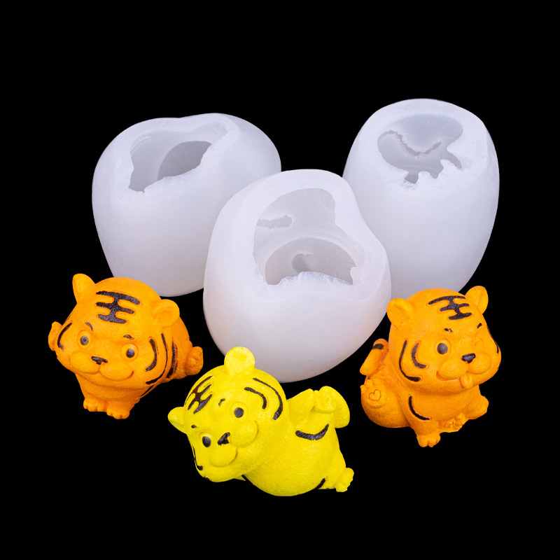 Tigre lindo molde de silicona dibujos animados aromaterapia vela jabón hecho a mano fondant chocolate ritmo seco pudín