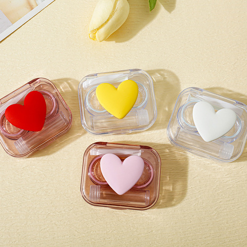 Candy Colored Love Twist-Free Contact Lens Case Transparent Contact Lens Case Portable Mini Double Box Care Companion Box