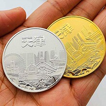 天津旅游景区风景津门故里镀金纪念章 把玩挂件金币硬币礼物礼品