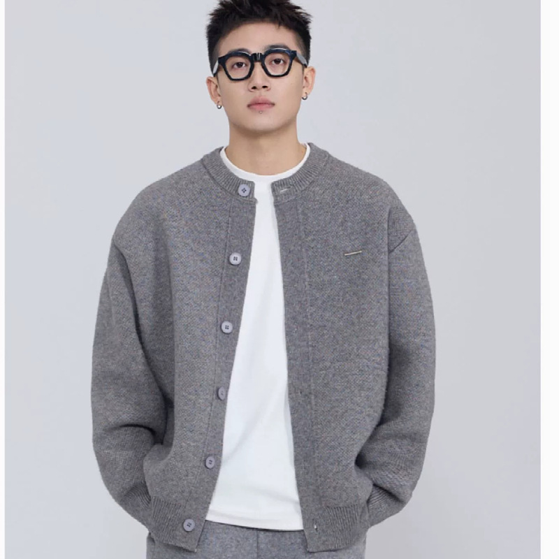国内款！2025轻奢小钢标开衫毛衣休闲时尚韩版宽松阔版针织外套男
