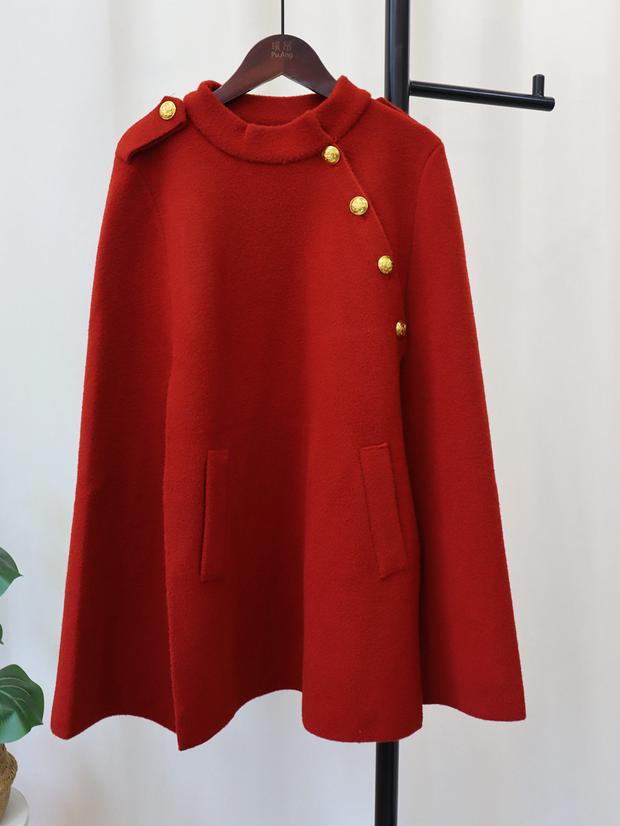Nuevo abrigo de lana de doble cara tejido para mujer, otoño e invierno 2024, con un toque de alta gama, cinturón, estilo francés, estilo Chanel, suéter tipo capa.