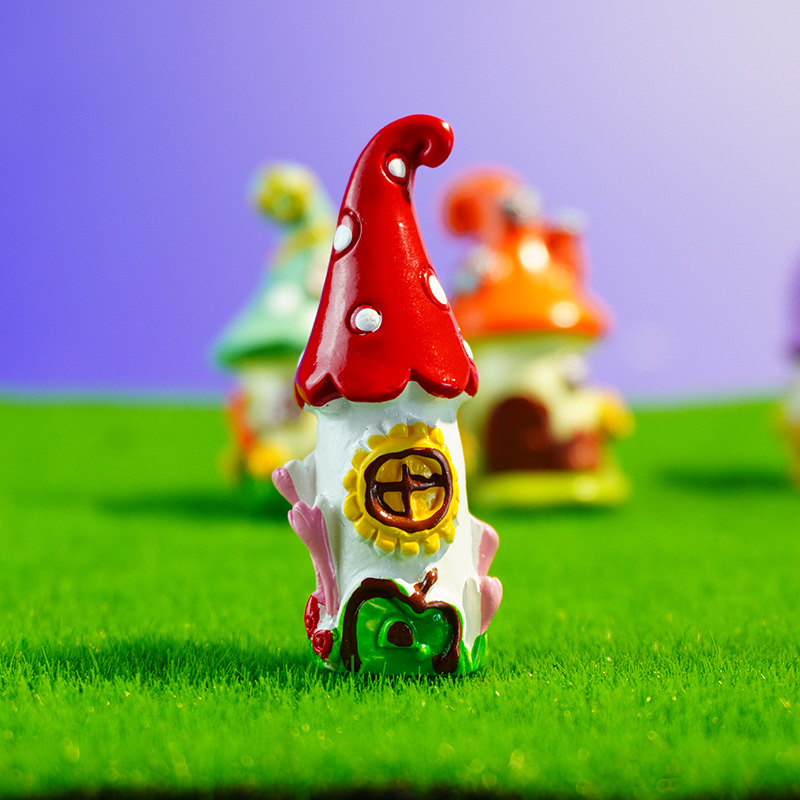 Castillo de cuento de hadas hecho decoración de micro paisaje al por mayor accesorios de decoración de pastel pecera castillo de setas de resina creativa