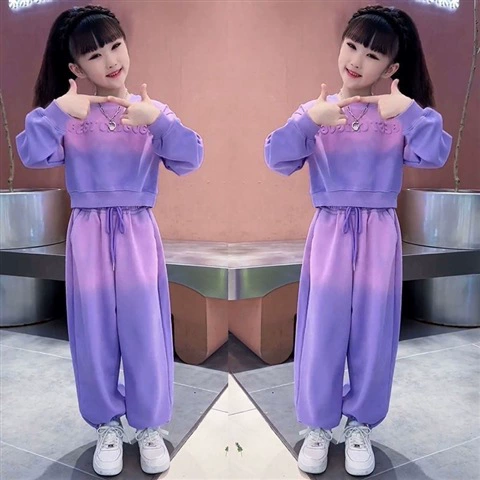 Девушки Весенняя Осенняя Сеть Красный Жареный Уличный Костюм Девушки Одежда Одежда Прилива Среднего и Детского Весны Спортивный Свободный свиток из двух частей