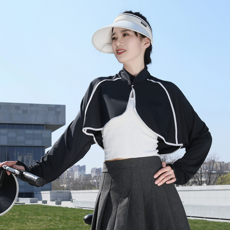 Sun Protection Shawl Cardigan Women's Long-Sleeved Summer Driving Sleeves Sunshade Cloak Cycling Thin Ice Silk Hand Sleeves Sun Protection Clothing